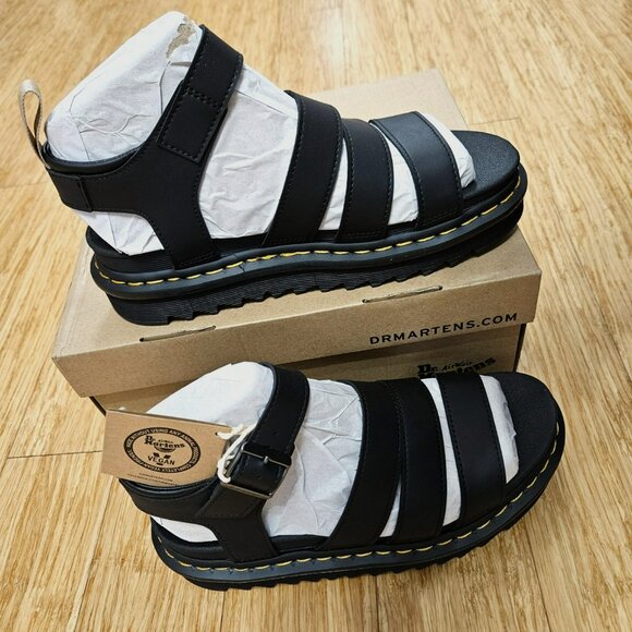 Dr. Martens Air Wair Womens Sandals Sz 9 Blaire Black Life is‎ Strange Goth Punk